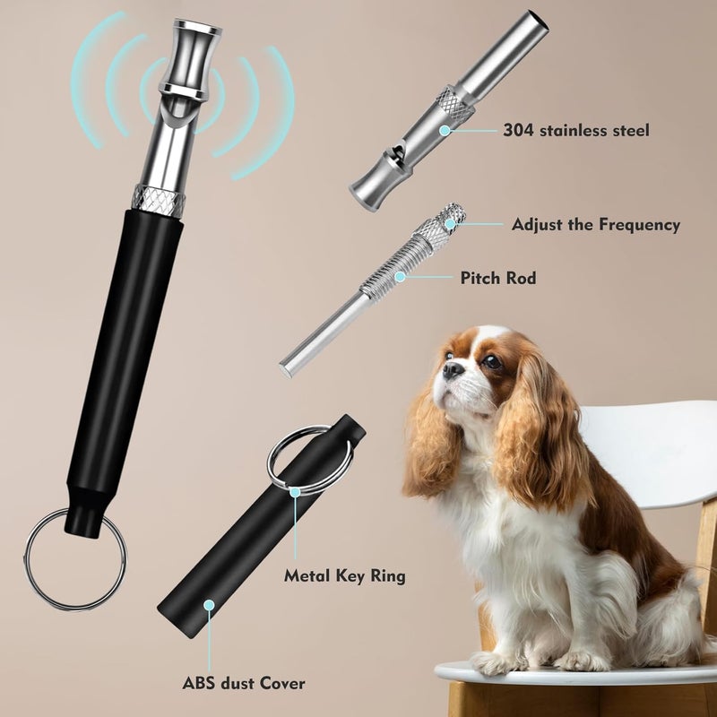 CdbC Dog Whistle - 2Pack Dog Whistle to Stop Barking Neighbor's Dog, Adjustable Ultrasonic Silent Dog Whistle,Helpful for Training Recall (Black with Lanyard) - Image 2